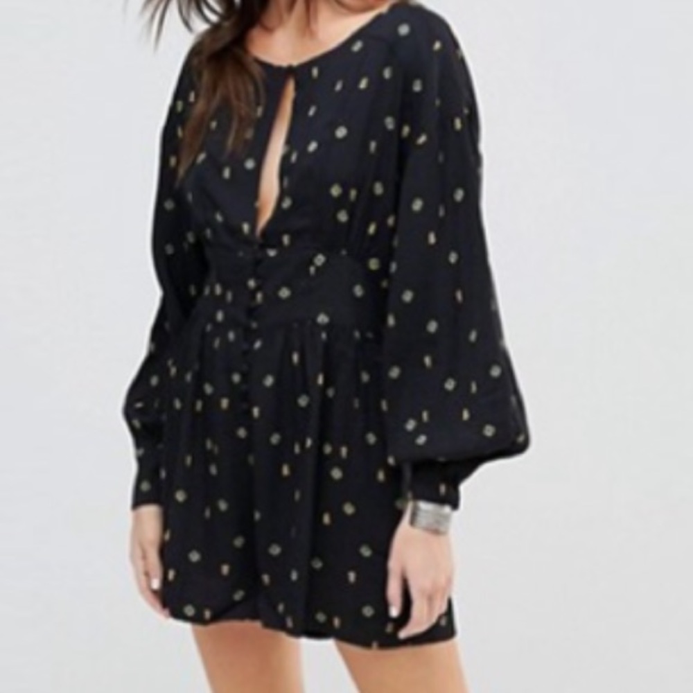 Free people love grows black long sleeve romper XS - Picture 2 of 8